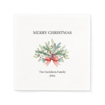 メリークリスマスファミリーウォーターカラー緑