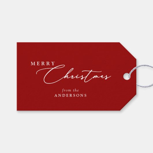 メリークリスマスファミリーエレガント名台本ミニマル ギフトタグ (正面(横))