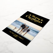 メリークリスマスファミリーカスタムフォトシンプルモダン 箔シーズンカード (回転した状態)