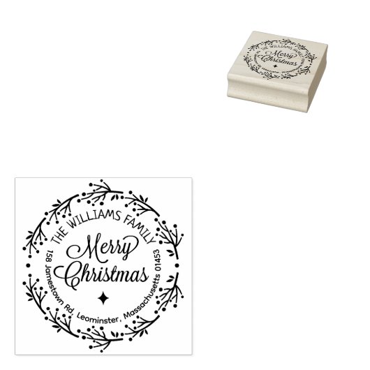 メリークリスマスファミリーカスタム差出人住所 ラバースタンプ (押印)