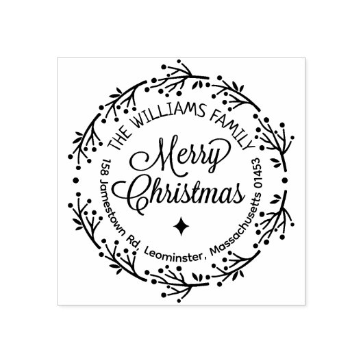 メリークリスマスファミリーカスタム差出人住所 ラバースタンプ (インプリント)
