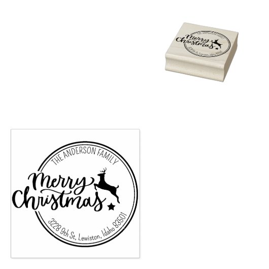 メリークリスマスファミリーカスタム差出人住所 ラバースタンプ (押印)