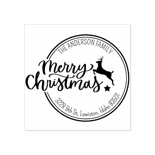 メリークリスマスファミリーカスタム差出人住所 ラバースタンプ (インプリント)