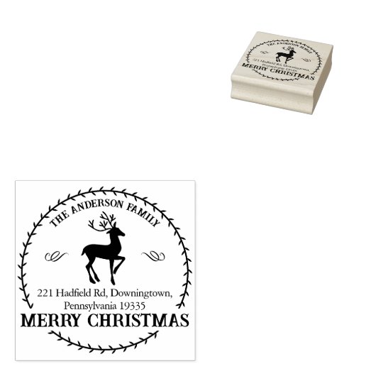 メリークリスマスファミリーカスタム差出人住所 ラバースタンプ (押印)