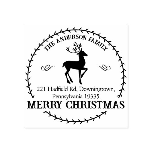 メリークリスマスファミリーカスタム差出人住所 ラバースタンプ (インプリント)