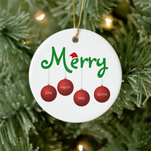 メリークリスマスファミリーカスタム4オーナメント セラミックオーナメント (ツリー)