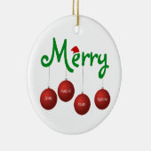 メリークリスマスファミリーカスタム4オーナメント セラミックオーナメント (右)