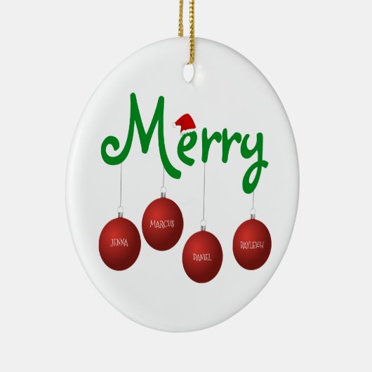 メリークリスマスファミリーカスタム4オーナメント セラミックオーナメント (右)