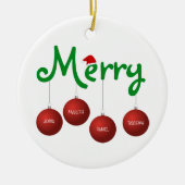 メリークリスマスファミリーカスタム4オーナメント セラミックオーナメント (正面)