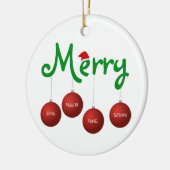 メリークリスマスファミリーカスタム4オーナメント セラミックオーナメント (左)