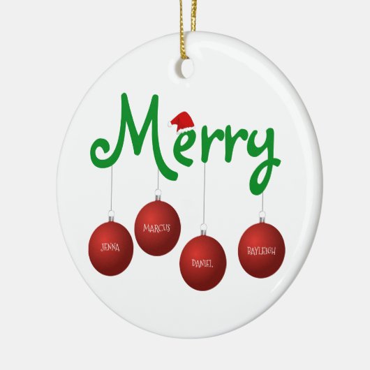 メリークリスマスファミリーカスタム4オーナメント セラミックオーナメント (左)
