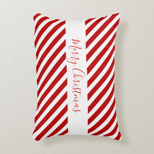 メリークリスマスファミリーキャンディーケインストライプズ アクセントクッション (正面(垂直))