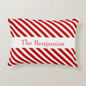 メリークリスマスファミリーキャンディーケインストライプズ アクセントクッション (裏面)