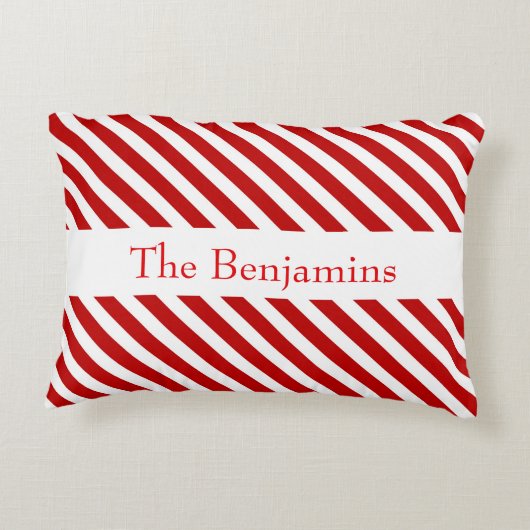 メリークリスマスファミリーキャンディーケインストライプズ アクセントクッション (裏面)