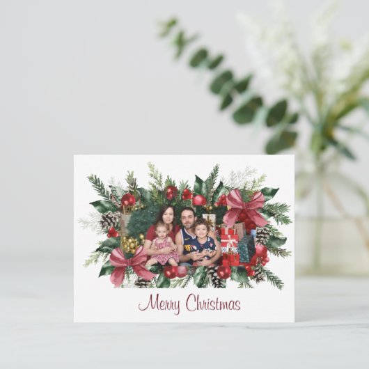 メリークリスマスファミリークリスマスサンタ写真 案内ポストカード (スタンド正面)