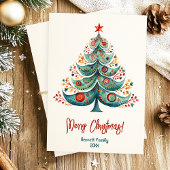 メリークリスマスファミリークリスマスツリーカード 招待状