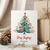 メリークリスマスファミリークリスマスツリーカード 招待状