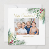 メリークリスマスファミリーグリーンリー写真の休日 シーズンカード (正面)