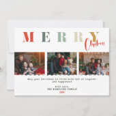 メリークリスマスファミリーコラージュカラフルタイポグラフィ シーズンカード (正面)