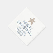 メリークリスマスファミリーシンプルズ沿岸ヒトデ スタンダードカクテルナプキン (角)