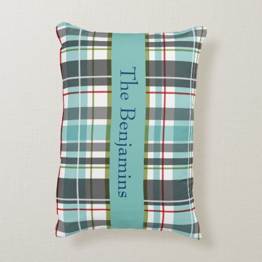 メリークリスマスファミリータータンチェック アクセントクッション (裏面(縦))
