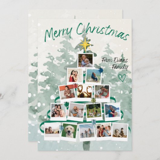 メリークリスマスファミリーツリー シーズンカード (正面/裏面)
