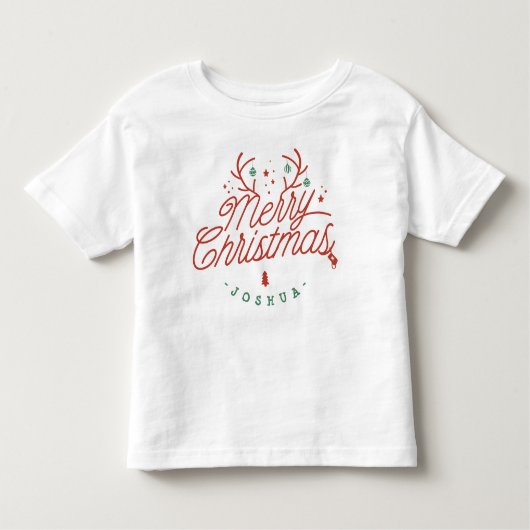 メリークリスマスファミリーネームトナダーホリデー トドラーTシャツ (正面)