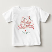 メリークリスマスファミリーネームトナダーホリデー ベビーTシャツ (正面)