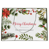 メリークリスマスファミリーネームベリーグリーン ラージペーパーバッグ (正面)