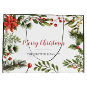 メリークリスマスファミリーネームベリーグリーン ラージペーパーバッグ (裏面)