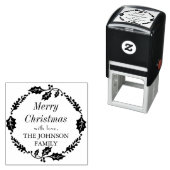 メリークリスマスファミリーネームホリーリーススタンプ セルフインキングスタンプ (インサイチュ)