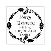 メリークリスマスファミリーネームホリーリーススタンプ セルフインキングスタンプ (デザイン)