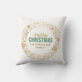 メリークリスマスファミリーネーム金ゴールドリース クッション (裏面)