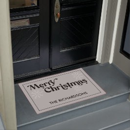 メリークリスマスファミリーネーム雪の結晶 ドアマット