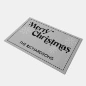 メリークリスマスファミリーネーム雪の結晶 ドアマット (アングル)