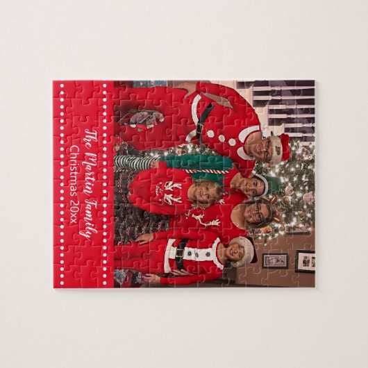 メリークリスマスファミリーパーソナライズされた写真 ジグソーパズル (横)