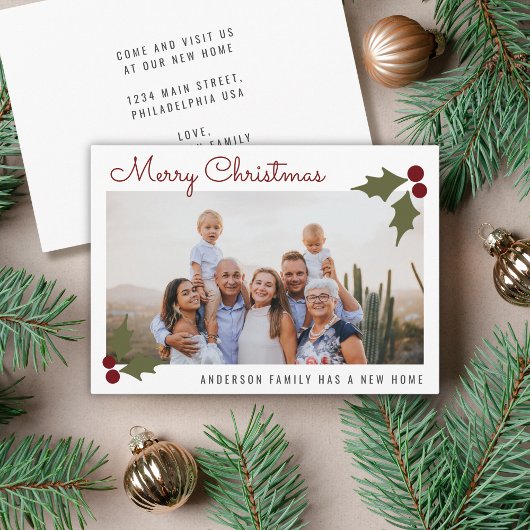 メリークリスマスファミリーフォトさくらんぼホリデームービング 案内状