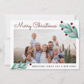 メリークリスマスファミリーフォトさくらんぼ植物の移動 案内状 (正面)