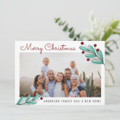 メリークリスマスファミリーフォトさくらんぼ植物の移動 案内状 (スタンド正面)