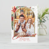 メリークリスマスファミリーフォトアーチクリスマスカード シーズンカード (スタンド正面)