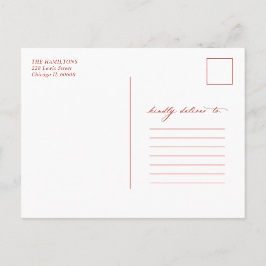 メリークリスマスファミリーフォトアーチクリスマスカード シーズンポストカード (裏面)