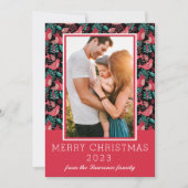 メリークリスマスファミリーフォトウィンターバード シーズンカード (正面)