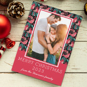 メリークリスマスファミリーフォトウィンターバード シーズンカード