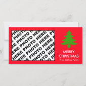 メリークリスマスファミリーフォトカードツリーレッド シーズンカード (正面)
