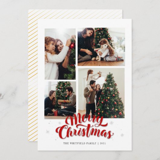 メリークリスマスファミリーフォトカード シーズンカード (正面/裏面)
