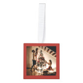 メリークリスマスファミリーフォトキューブレッド キューブオーナメント (正面)