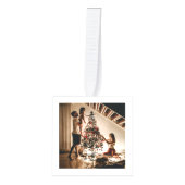 メリークリスマスファミリーフォトキューブ赤白 キューブオーナメント (正面)