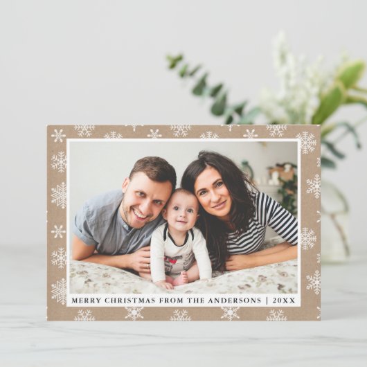 メリークリスマスファミリーフォトクラフトスノーフレーク シーズンカード (スタンド正面)