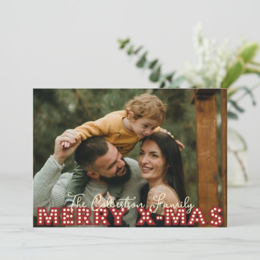 メリークリスマスファミリーフォトクリスマスカード (スタンド正面)