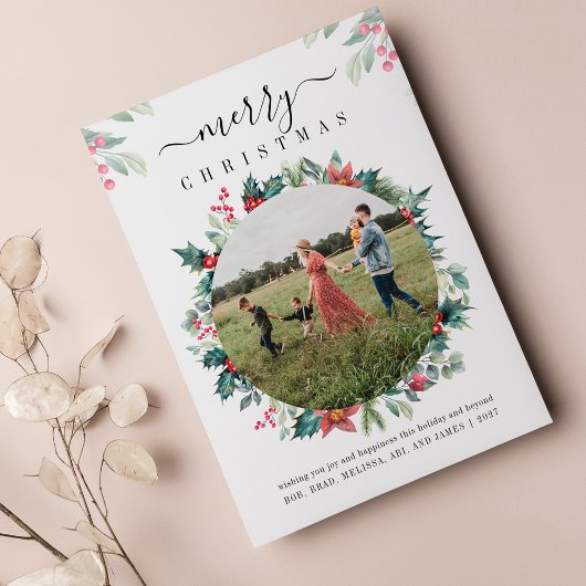 メリークリスマスファミリーフォトグリーティングカード